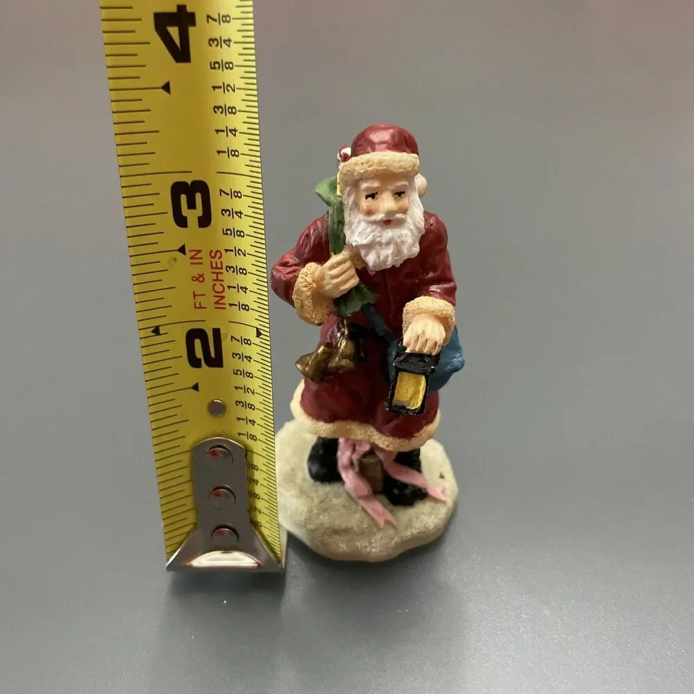 Vintage Artmark Santa Figurine W/Lantern & Sack Of Toys Cute And Detailed 3.25”